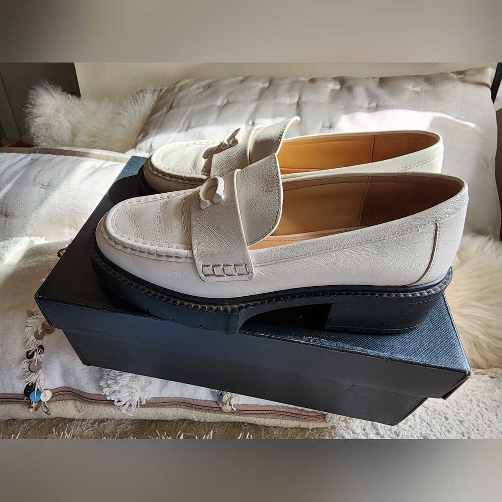 Coach Leah Leather Loafer Chalk